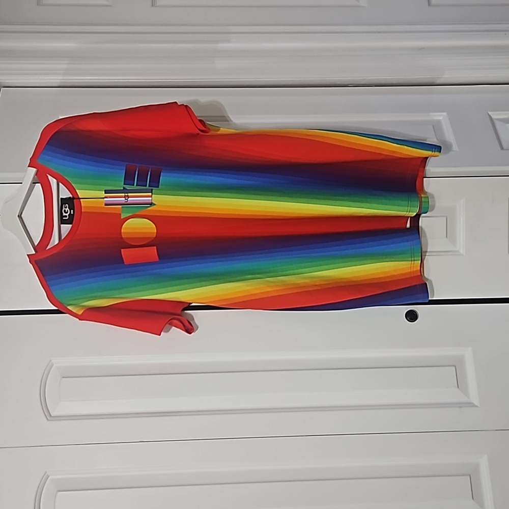 NWT Ugg Pride Oversized Love Shirt Dress Rainbow Stripes Small Men Women